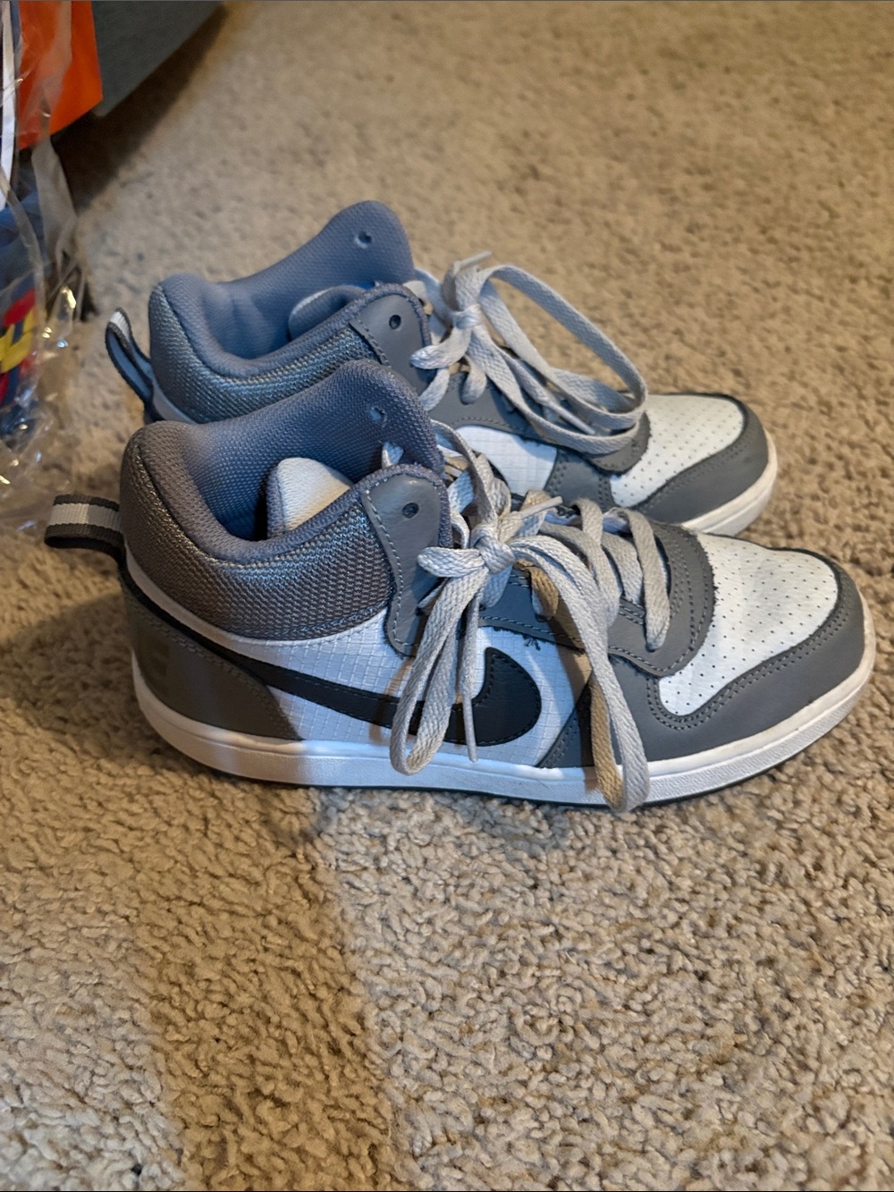 Nike Kids' Gray and White High-Top Sneakers
